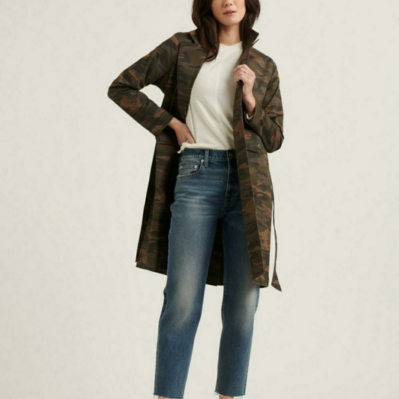 NWT Lucky Brand Green Camo Belted Trench Coat Size S - Picture 4 of 9